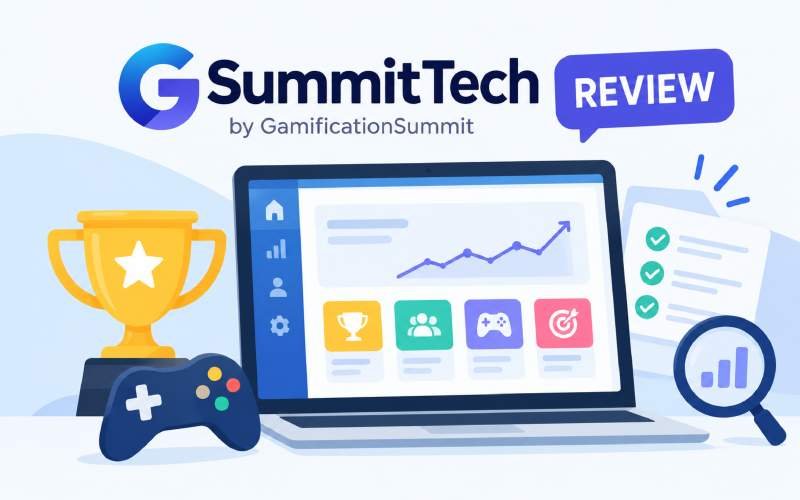 GSummitTech review dashboard with gamification analytics and engagement tools.